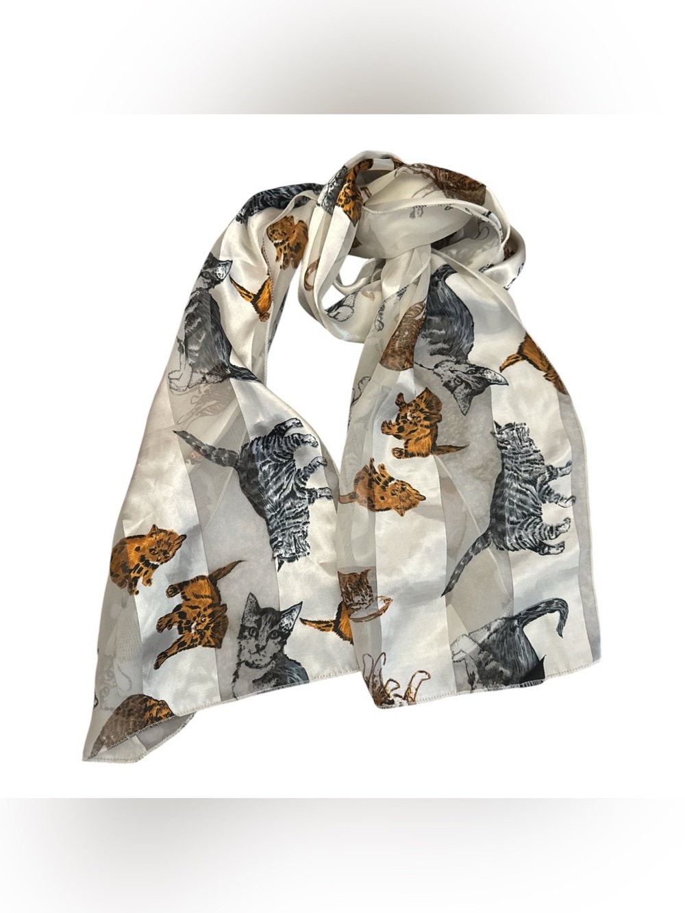 Cat Silky Mesh Scarf Kitten Crazy Cat Lady Accessories Old Money Cats Vintage